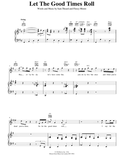 Let The Good Times Roll Guitar And Piano And Voice Sheet Music By Fleecy