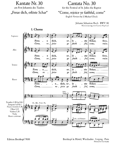 Kantate BWV 30 „Freue dich, erlöste Schar“
