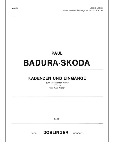 Cadenzas and Introductions for Mozart's Violin Concerto in G major, K. 216