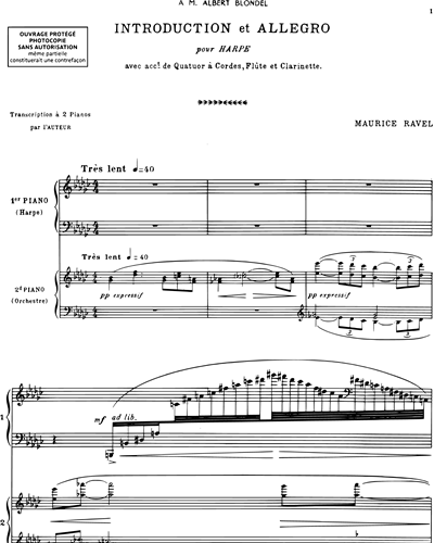 Introduction et allegro - Transcription pour deux pianos