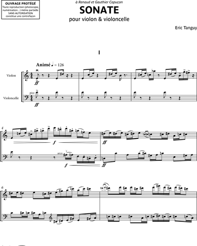 Sonate - Pour violon & violoncelle