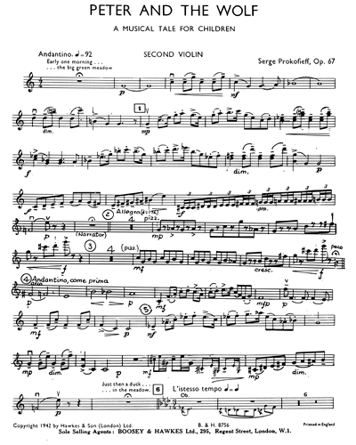 Peter And The Wolf For Chamber Ensemble Op 67 Violin 2 Sheet Music By Sergei Prokofiev Nkoda