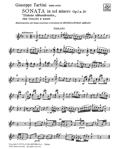 Sonata in Sol Minore "Didone abbandonata" Op. 1 n. 10 