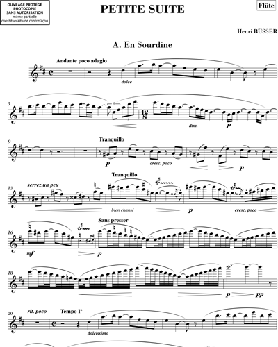 Petite Suite Op. 12 - Pour flûte & piano