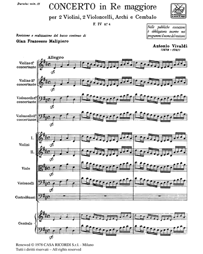Concerto in Re maggiore RV 564 F. IV n. 4 Tomo 99