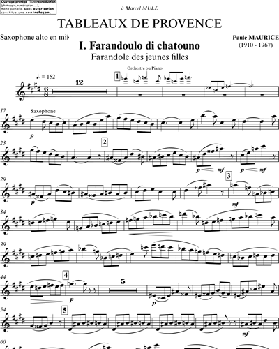 Tableaux De Provence Alto Saxophone Sheet Music By Paule Maurice Nkoda