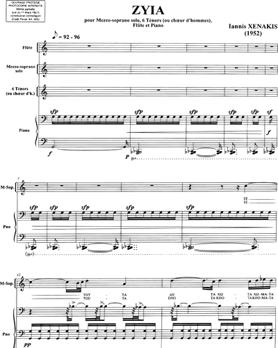 Mezzo-soprano & Male Chorus & Piano & Full Score