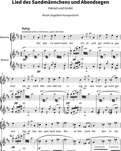 Lied Des Sandmännchens Und Abendsegen (from 'Hänsel Und Gretel') Sheet ...