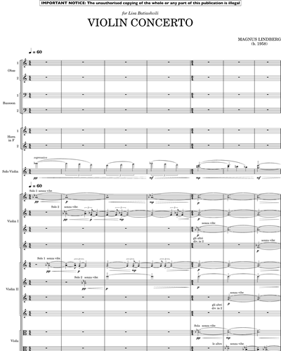 Violin Concerto No. 1 Full Score Sheet Music Magnus Lindberg | nkoda
