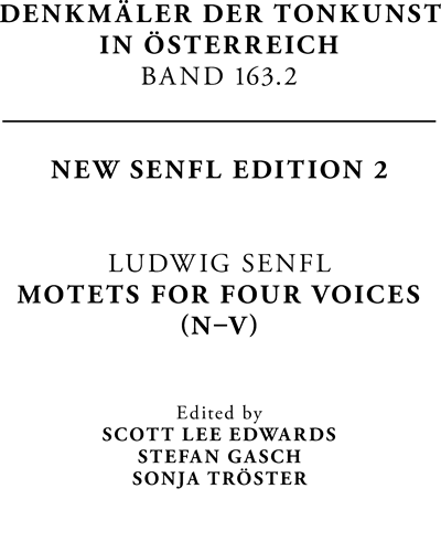 Motets For Four Voices (N-V). New Senfl Edition 2