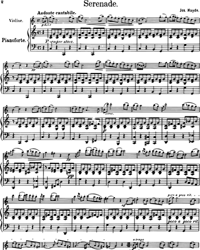 Serenade For Violin and Piano Sheet Music by Joseph Haydn | nkoda