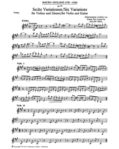 Six Variations in A major, op. 81