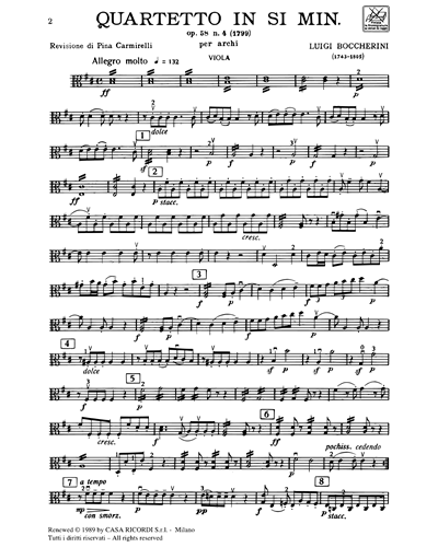 Quartetto in Si minore Op. 58 n. 4