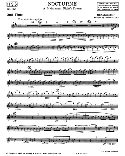 Nocturne (from 'A Midsummer Night's Dream') Alto Saxophone Sheet