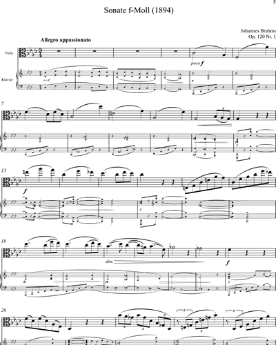 Sonata No. 1 F Minor for Viola and Piano, op. 120,1