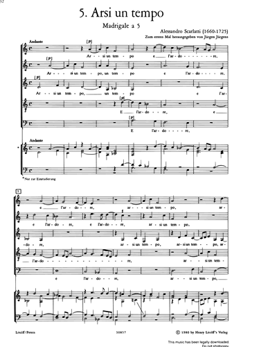 Arsi un tempo (No. 5 from 'Acht Madrigale')