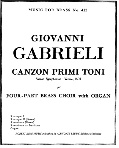 Canzon primi toni (from "Sacrae Symphoniae", Venice, 1597)