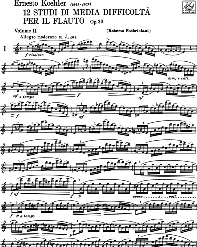 12 studi di media difficoltà per flauto Op. 33 - II