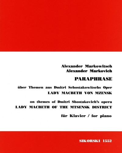 Paraphrase (on Themes from Shostakovich's Opera 'Lady Macbeth of Mtsensk')