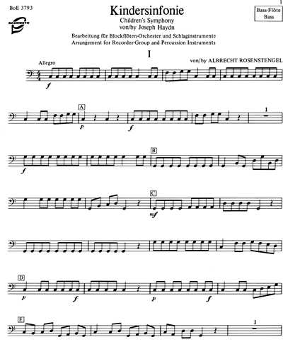 Kindersinfonie (Children's Symphony) arrangement for Recorder Group