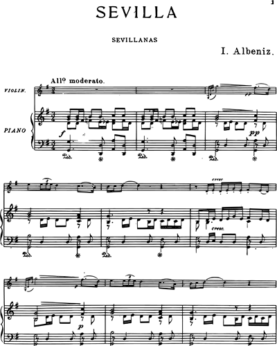 Sevilla (Sevillanas de la "Suite Española") - Para violín y piano
