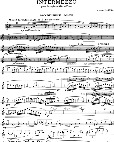 Intermezzo pour Saxophone Alto (ou Clarinette en Si-bémol) et Piano, Op. 59