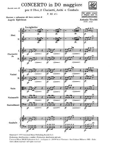 Concerto in Do maggiore RV 560 F. XII n. 1 Tomo 3