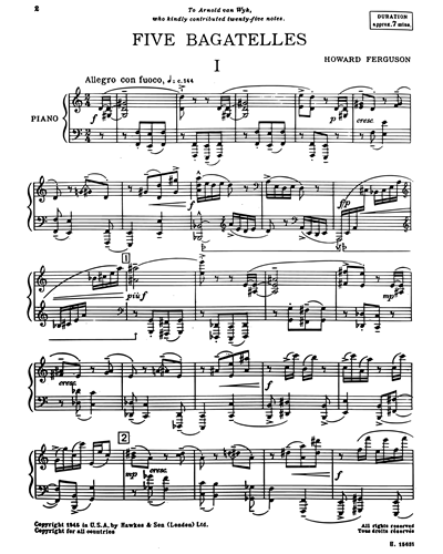 Five Bagatelles for Piano