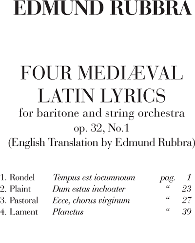 Four medieval Latin lyrics Op. 32 n. 1