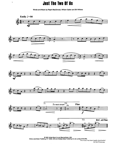 JUST THE TWO OF US - Alto Sax Sheet music for Saxophone alto (Solo)