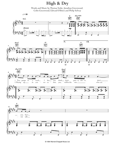 High And Dry Guitar And Piano And Voice Sheet Music By Radiohead Nkoda Free 7 Days Trial 4358