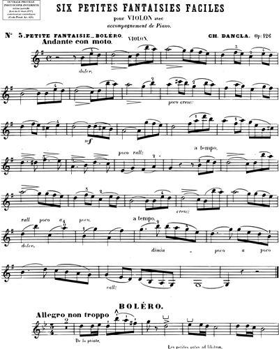 Six Petites Fantaisies Faciles, op. 126: No. 5 Boléro