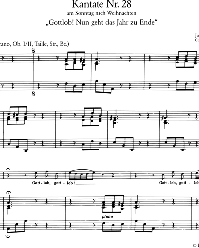 Kantate BWV 28 „Gottlob! Nun geht das Jahr zu Ende“
