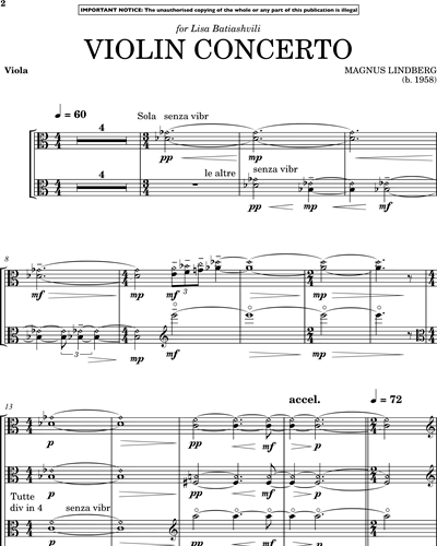 Violin Concerto 1 Viola Sheet Music by Magnus Lindberg | nkoda
