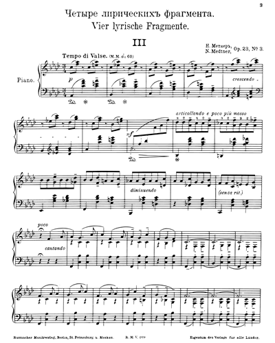 No. 3 (from "Four Lyrical Fragments, op. 23")
