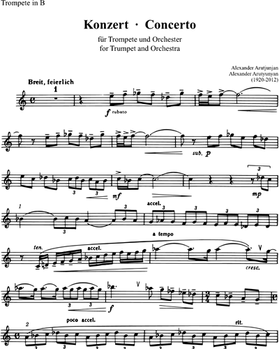 Concerto Sheet Music By Alexander Arutiunian | Nkoda