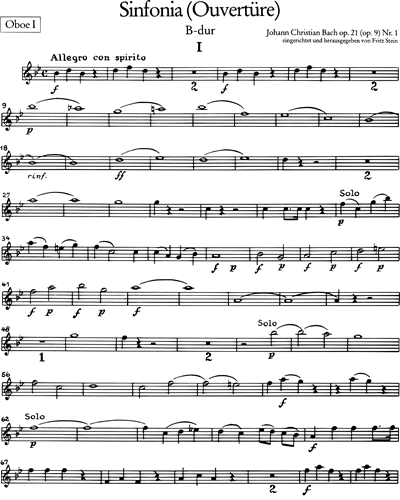 Sinfonia B-dur op. 9 (op. 21) Nr. 1 W.C 17b