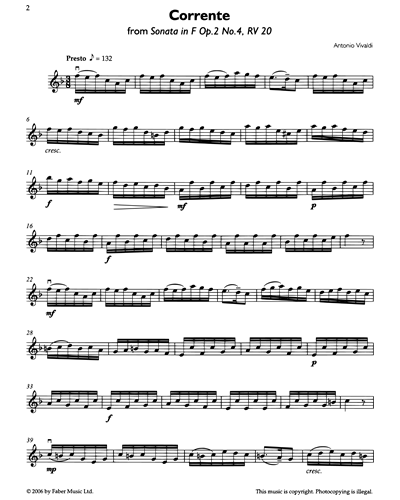 Corrente from Sonata in F Op.2 No. 4 RV 20