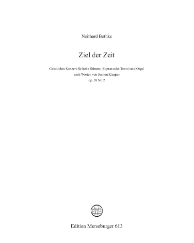 Ziel der Zeit, op. 58 No. 2