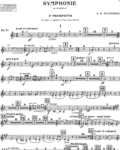 Georges Martin Witkowski Symphonie N 1 En Re Mineur Trumpet In C 3 Sheet Music Nkoda