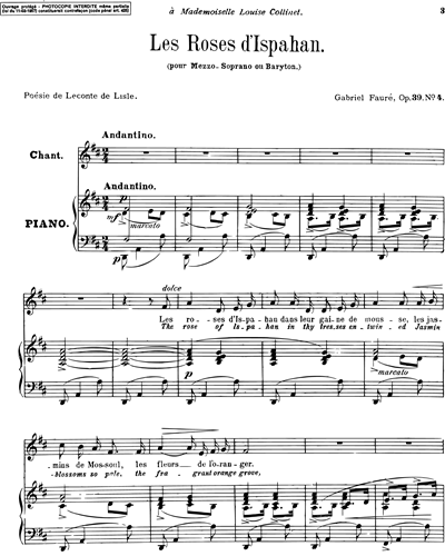 Les Roses d'Ispahan Op. 39 No. 4
