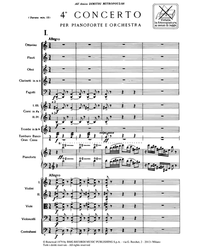 Concerto n. 4 - Per pianoforte e orchestra