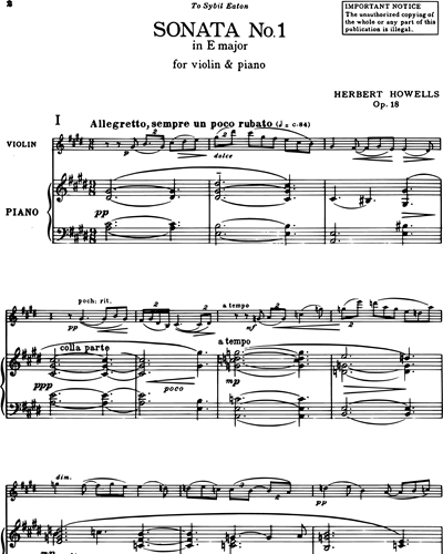 Sonata No. 1 for Violin & Piano