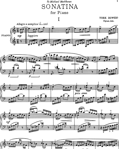 Sonatina for Piano, Op. 144