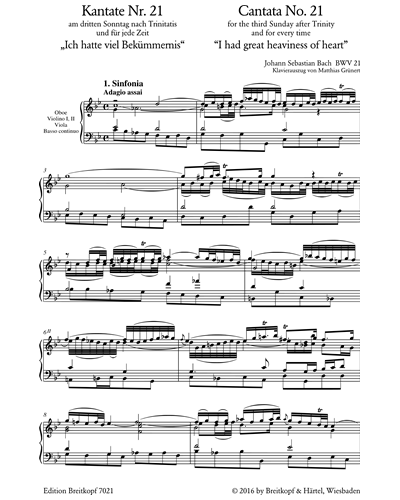 Kantate BWV 21 „Ich hatte viel Bekümmernis“