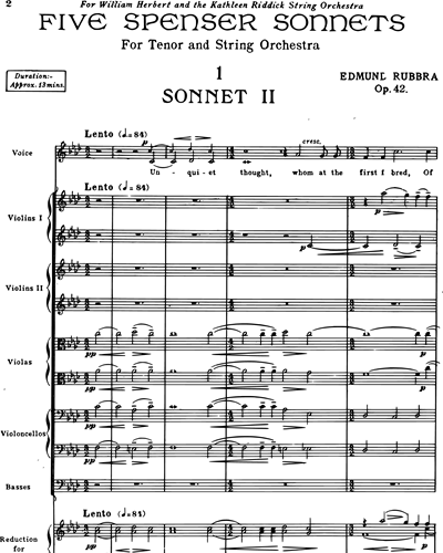 Five Spenser sonnets Op. 42
