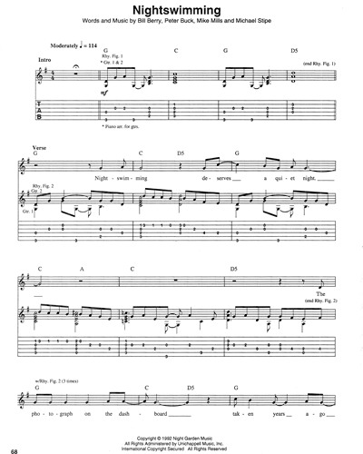 Nightswimming Guitar & Voice Sheet Music by R.E.M. | nkoda