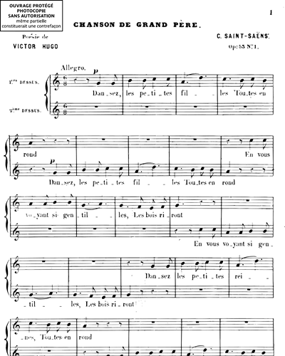 Chanson de grand père (from 'Deux Choeurs, op. 53')