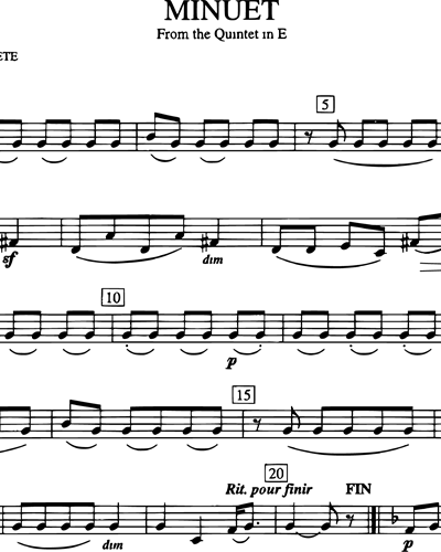 Minuet from Quintet in E for four-part Brass choir or Brass quartet