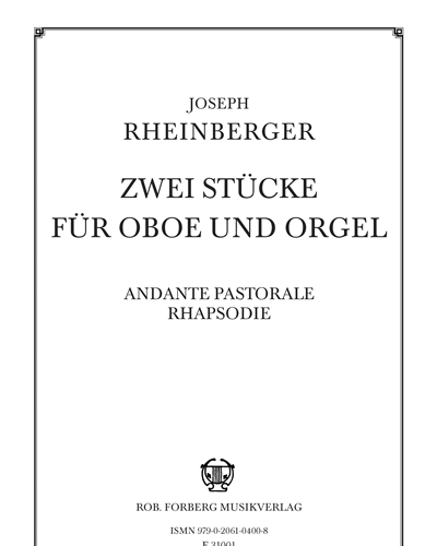 Zwei Stücke Für Oboe und Orgel